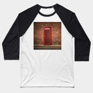 British Phone Box Against Red Brick Wall Baseball T-Shirt
